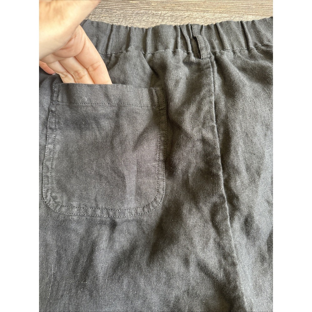 Quince 100% European Linen Wide Leg Pants Womens Medium Solid Black - Picture 11 of 14